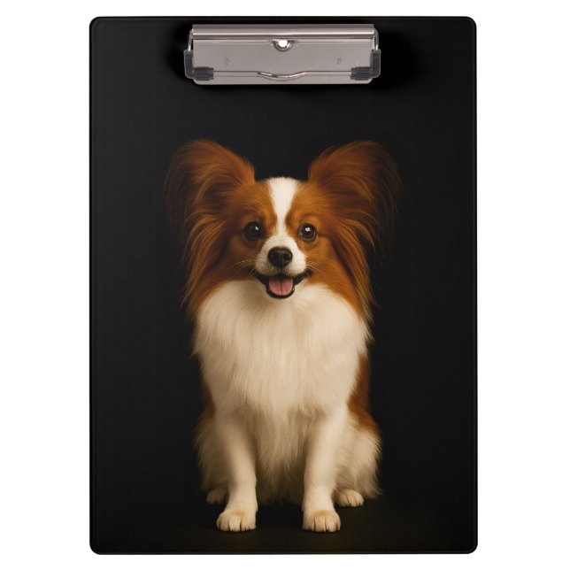 Black 4 Luxe Clipboard, Refined Toy Papillon Clipboard (Front)