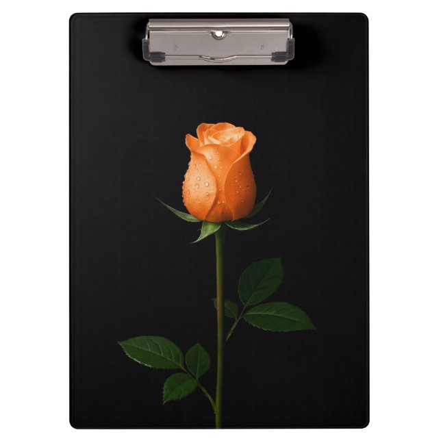 Black 4 Luxe Clipboard, Sunset Orange Rose Clipboard (Front)