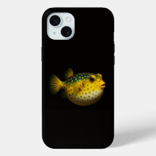 Black 4 Luxe, Exotic Yellow Putterfish iPhone 15 Mini Case