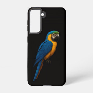 Black 4 Luxe  Galaxy S21 Case, Blue Yellow Macaw Samsung Galaxy Case