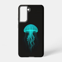 Black 4 Luxe Galaxy S21 Case, Neon Green Jellyfish