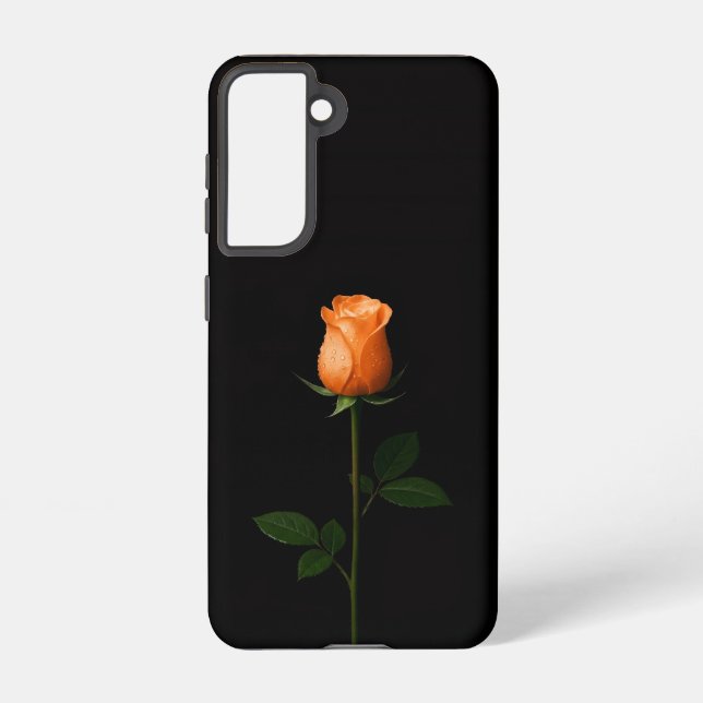 Black 4 Luxe  Galaxy S21 Case, Sunset Orange Rose Samsung Galaxy S21 Case (Back)