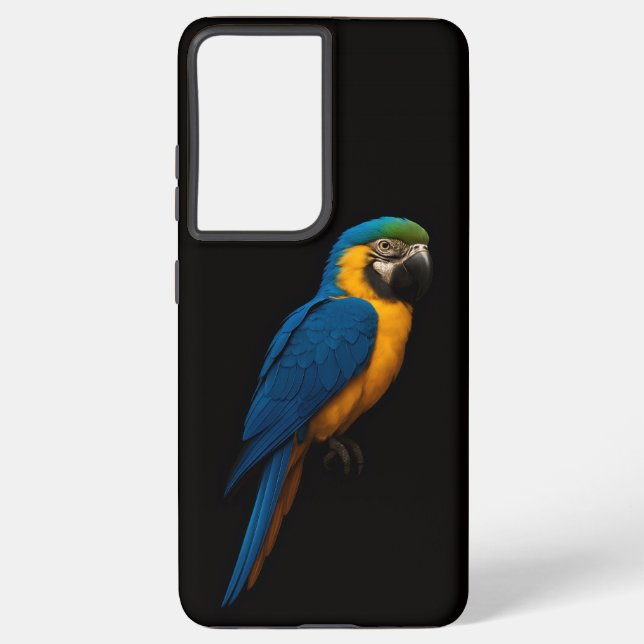 Black 4 Luxe Galaxy S21 Plus, Blue Yellow Macaw Samsung Galaxy S21+ Case (Back)