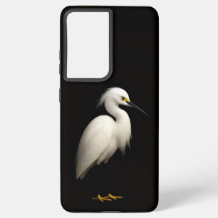 Black 4 Luxe Galaxy S21 Plus, Elegant Snowy Egret Samsung Galaxy Case