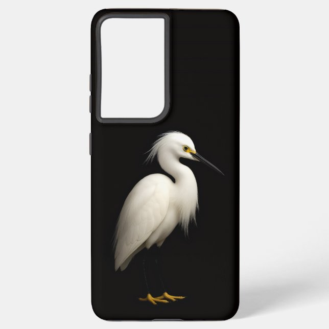 Black 4 Luxe Galaxy S21 Plus, Elegant Snowy Egret Samsung Galaxy S21+ Case (Back)