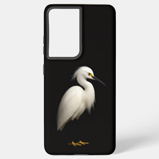 Black 4 Luxe Galaxy S21 Ultra, Elegant Snowy Egret Samsung Galaxy S21 Ultra Case (Back)