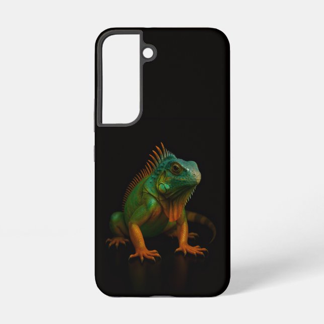 Black 4 Luxe Galaxy S22 Case, Green Iguana Samsung Galaxy S22 Case (Back)