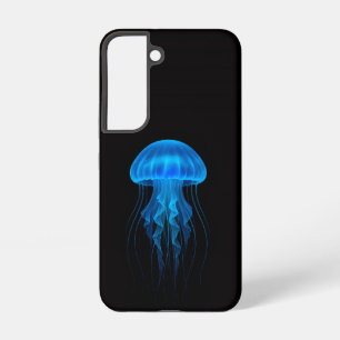 Black 4 Luxe Galaxy S22 Case, Neon Blue Jellyfish Samsung Galaxy Case