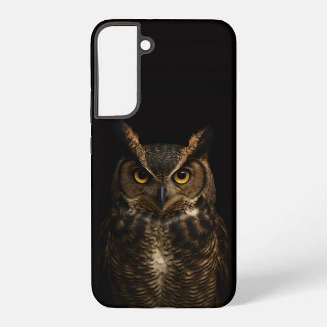 Black 4 Luxe Galaxy S22 Plus Case, Golden Eye Owl Samsung Galaxy S22+ Case (Back)
