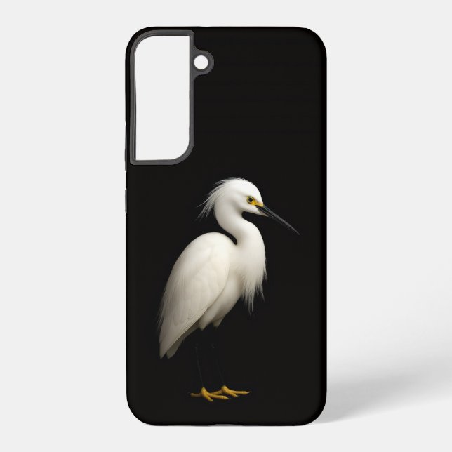 Black 4 Luxe Galaxy S22 Plus, Elegant Snowy Egret Samsung Galaxy S22+ Case (Back)