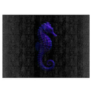 Black 4 Luxe Glass board Blue Violet Seahorse