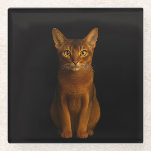 Black 4 Luxe Glass coaster, Abyssinian Beauty Coaster (Front)