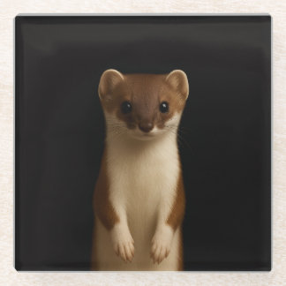 Black 4 Luxe Glass coaster, Elegant Weasel Coaster