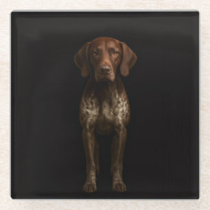 Black 4 Luxe Glass coaster, German Pointer Coaster