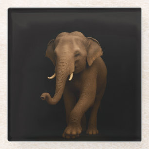 Black 4 Luxe Glass coaster, Indian Elephant Coaster
