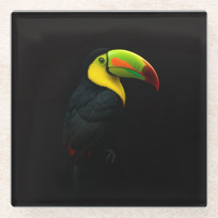 Black 4 Luxe Glass coaster, Keel Billed Tucan Coaster
