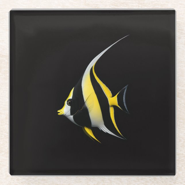 Black 4 Luxe Glass coaster, Moorish Idol Coaster (Front)