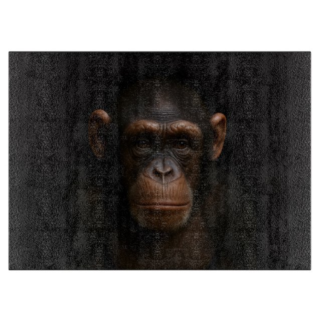 Black 4 Luxe Glass cutting board Serene Chimpanzee (Front)
