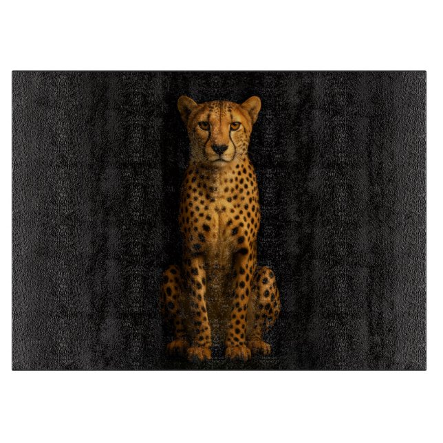 Black 4 Luxe Glass cutting board Sleek Cheetah (Front)