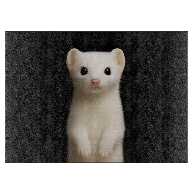 Black 4 Luxe Glass cutting board Stylish Ermine (Front)