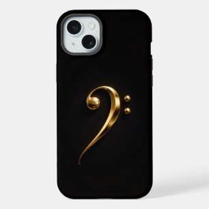 Black 4 Luxe, Golden Bass Clef iPhone 15 Plus Case