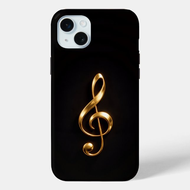 Black 4 Luxe, Golden Treble Clef iPhone 15 Plus Case-Mate iPhone Case (Back)