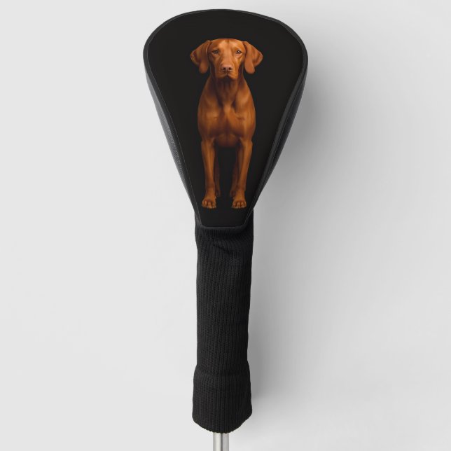Black 4 Luxe Golf Driver Cover, Agile Vizsla Dog Golf Head Cover (Front)