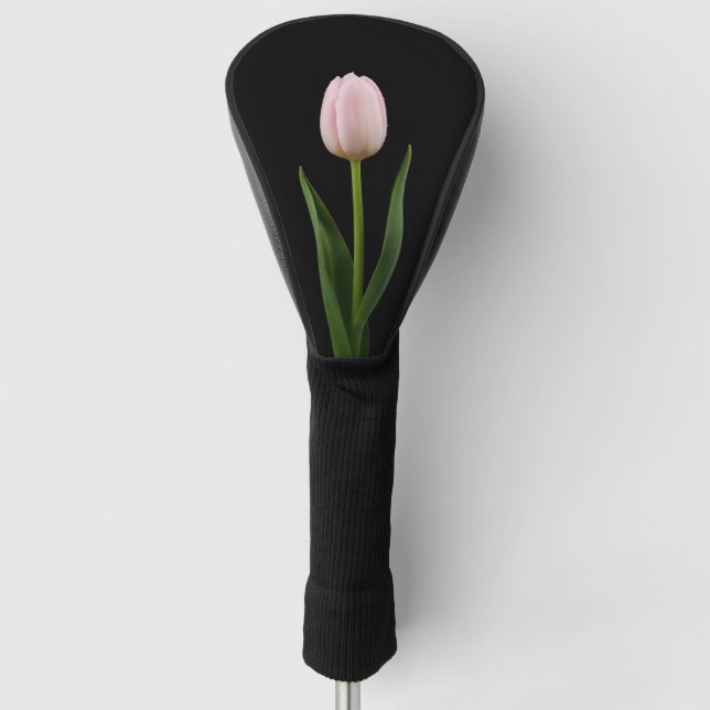 Black 4 Luxe Golf Driver Cover, Blush Pink Tulip Golf Head Cover (Front)