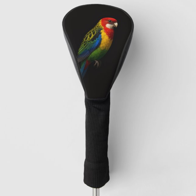 Black 4 Luxe Golf Driver Cover, Eastern Rosella Head Cover (Front)