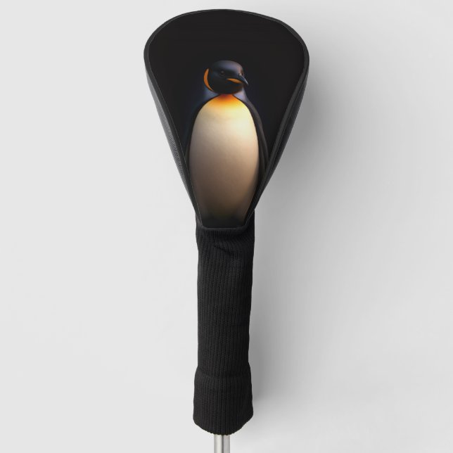 Black 4 Luxe Golf Driver Cover, Emperor Penguin Golf Head Cover (Front)