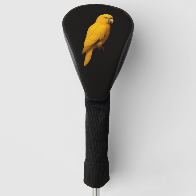Black 4 Luxe Golf Driver Cover, Golden Parakeet Golf Head Cover (Front)