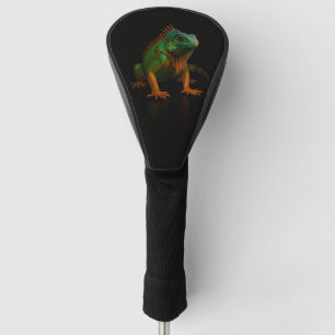 Black 4 Luxe Golf Driver Cover, Green Iguana Head Cover