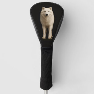 Black 4 Luxe Golf Driver Cover, Ivory Arctic Wolf Head Cover