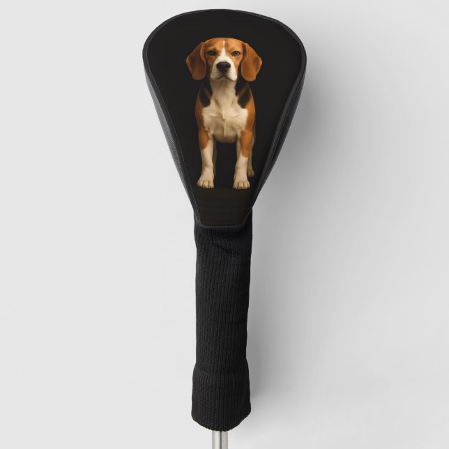 Black 4 Luxe Golf Driver Cover, Kind Beagle Head Cover (Front)