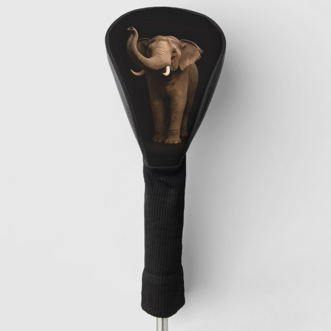 Black 4 Luxe Golf Driver Cover, Mighty Elephant Head Cover (Front)