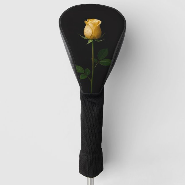 Black 4 Luxe Golf Driver Cover, Sunlit Yellow Rose Head Cover (Front)