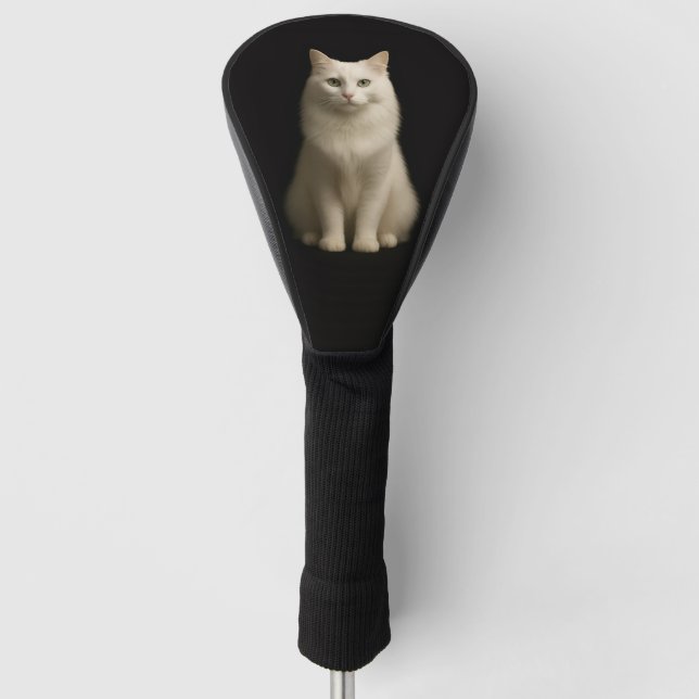 Black 4 Luxe Golf Driver Cover, Turkish Angora Cat Golf Head Cover (Front)