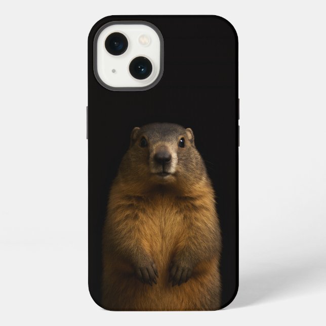 Black 4 Luxe iPhone 13, Fluffy Marmot Case (Back)