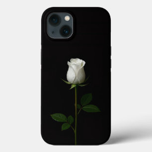Black 4 Luxe iPhone 13, Pure White Rose 13 Case