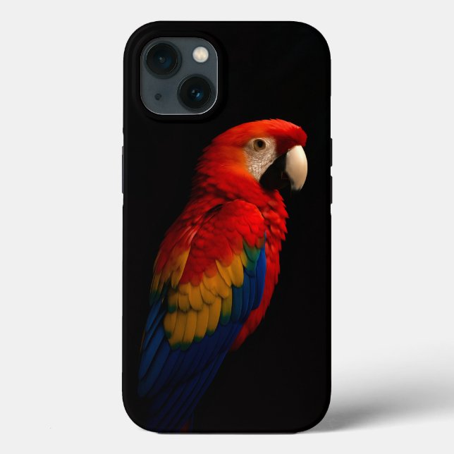 Black 4 Luxe iPhone 13, Scarlet Parrot Elegance Case-Mate iPhone Case (Back)