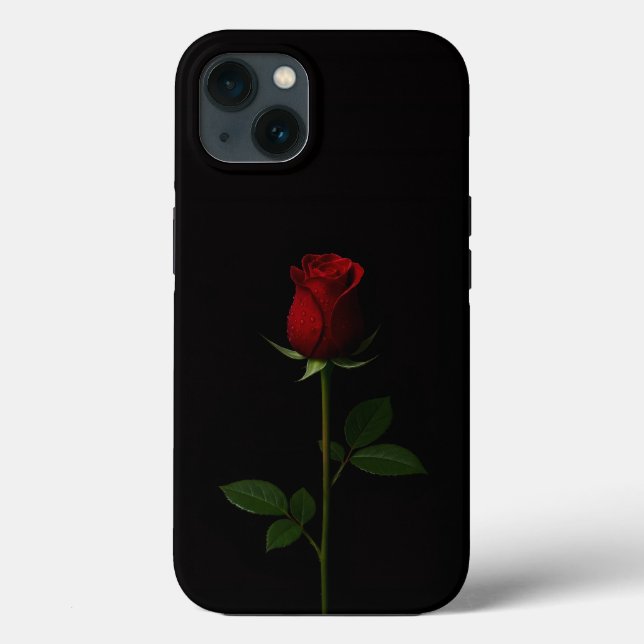 Black 4 Luxe iPhone 13, Velvet Red Rose Case-Mate iPhone Case (Back)