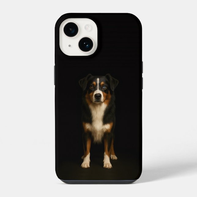 Black 4 Luxe iPhone 14 Mate, Aussie Shepherd Case (Back)