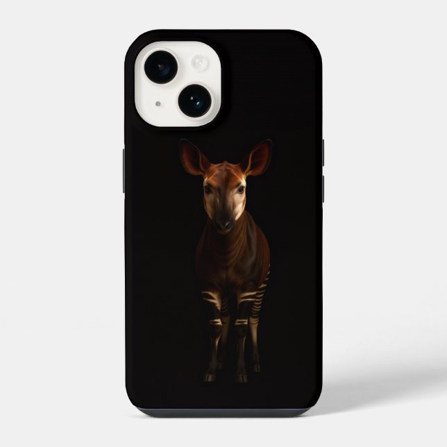 Black 4 Luxe iPhone 14 Mate, Forest Okapi Case (Back)