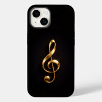 Black 4 Luxe iPhone 14 Mate, Golden Treble Clef