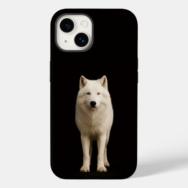 Black 4 Luxe iPhone 14 Mate, Ivory Arctic Wolf Case-Mate iPhone Case (Back)