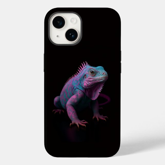 Black 4 Luxe iPhone 14 Mate, Pink Iguana Case-Mate iPhone Case (Back)