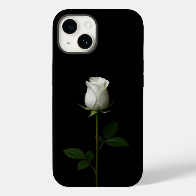 Black 4 Luxe iPhone 14 Mate, Pure White Rose Case-Mate iPhone Case (Back)