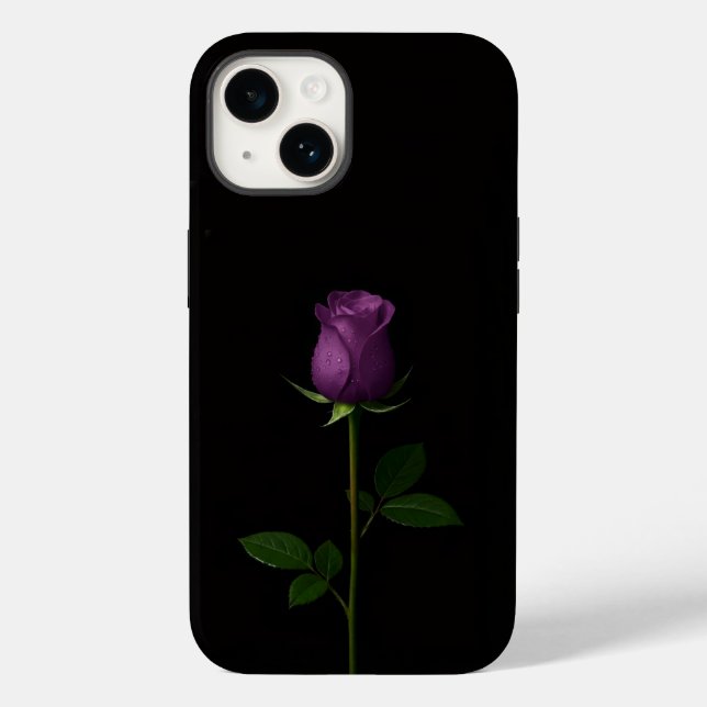 Black 4 Luxe iPhone 14 Mate, Royal Violet Rose Case-Mate iPhone Case (Back)