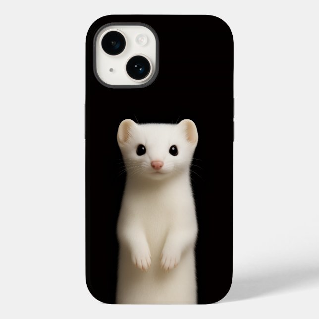 Black 4 Luxe iPhone 14 Mate, Stylish Ermine Case-Mate iPhone Case (Back)