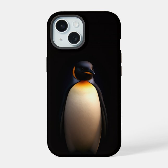 Black 4 Luxe iPhone 15 Case, Emperor Penguin Case (Back)